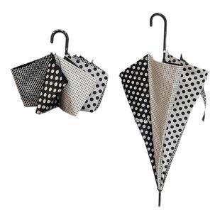 原创小众波点弯钩雨伞女晴雨两用洋伞便携加固防晒遮阳太阳长柄伞