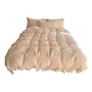 奶油玫瑰｜仙女花边款加厚牛奶绒四件套冬天獭兔绒法莱绒1.8床笠