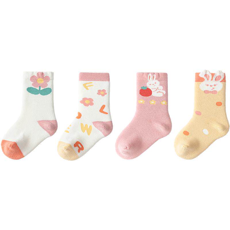 【balaOne】巴拉巴拉宝宝袜子冬季儿童毛圈袜小童棉袜保暖四条装