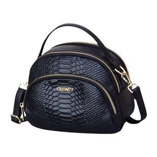 真皮斜挎包女式2026新款手提小拎包女多层软皮圆包女士单肩小包包