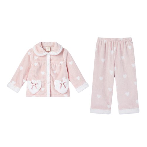rosetree女童珊瑚绒睡衣儿童冬季加厚款法兰绒女孩宝宝家居服套装