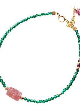 瑞铺原创天然回纹珠祖母绿手链女