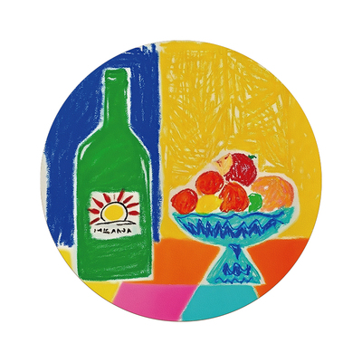 okay涂鸦哈林 圆形桌垫皮革餐桌垫pvc简约防水防油耐脏隔热桌布