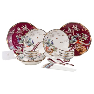 一遇一见【凤凰和鸣】高颜值骨瓷餐具套装碗盘碟单个组合送礼乔迁