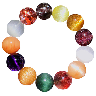 天然水晶多宝手串单珠手链男女钛晶绿发晶超七金草莓铜发黑发银钛