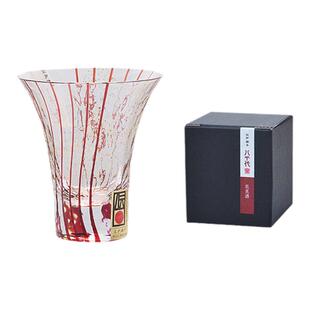 江户硝子八千代窯 原装进口佐佐木 手工金箔雪月花冷酒杯