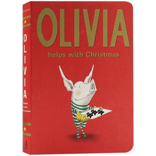 预售英文进口童书Olivia Helps with Christmas奥莉薇的圣诞节 卡板书 吴敏兰推荐绘本 低幼启蒙阅读读物 儿童英语故事图画书