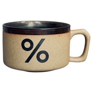 日本井田社ROYAL复古陶瓷咖啡杯百分号阿拉比卡%拉花粗陶马克水杯