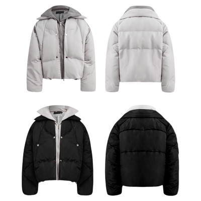 CulturE秋冬流光亮面假两件棉衣