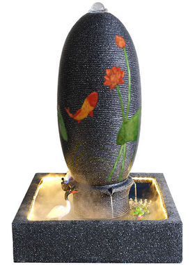 欧式风鱼池客厅造景落地摆件