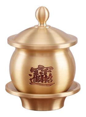 金佛堂铜招财中式佛堂供水杯