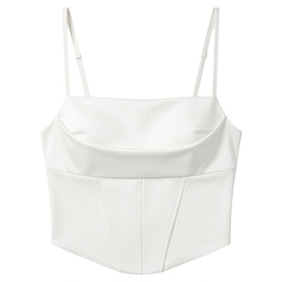 Satin with fishbone camisole vest 女生缎面带鱼骨短款吊带背心