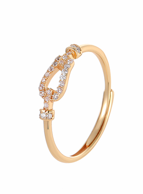 透莎马蹄扣S925纯银戒指女