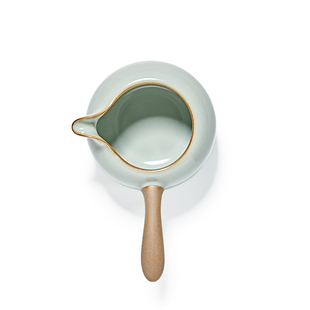 雅瓷 汝窑侧把公道杯 陶瓷分茶器带手柄高端日式茶道公杯倒茶器