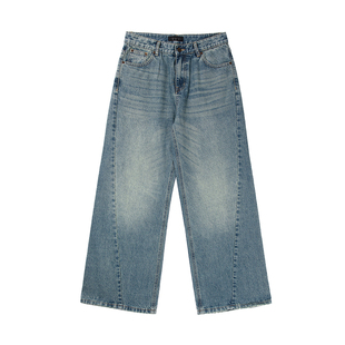 CountryMoment【男女同款】美式复古渐变牛仔裤秋冬宽松阔腿长裤