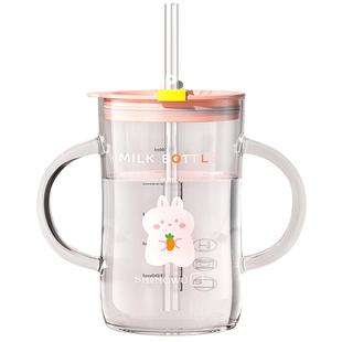 tritan儿童宝宝牛奶杯刻度直饮吸管喝奶水杯防摔泡奶粉家用可加热