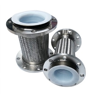 304不锈钢内衬四氟法兰式金属波纹管软管软链接钢丝网编织蒸汽管