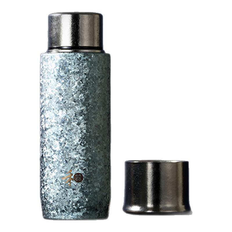 禾器钛然自若纯钛冰花茶杯450ml 高颜值商务办公保温杯轻奢泡茶杯