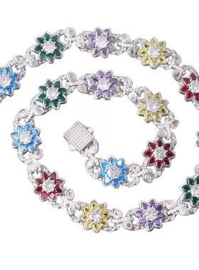 Mr.Bling满钻彩色16mm花卉古巴链