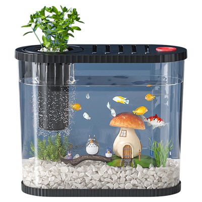 桌面鱼缸小型客厅2025新款过滤制氧一体机生态造景家用金鱼缸