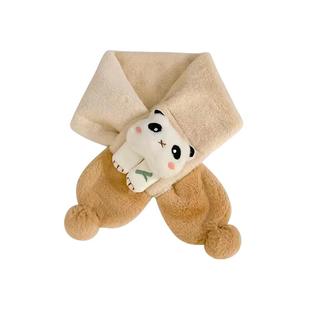 可爱熊猫毛绒围巾儿童冬季保暖加厚护颈防风冬天男童女童宝宝围脖