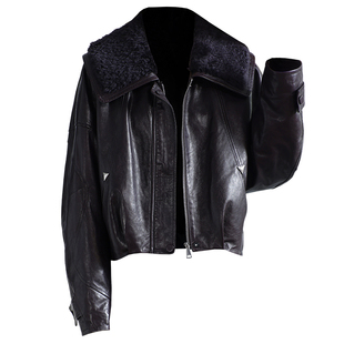 真皮羽绒服女2025冬羊毛领时尚翻领海宁油蜡头层绵羊皮衣鹅绒外套