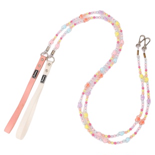 宠物外出牵引绳狗狗猫咪遛狗绳遛猫绳钢丝串珠耐用狗链中小型粉色