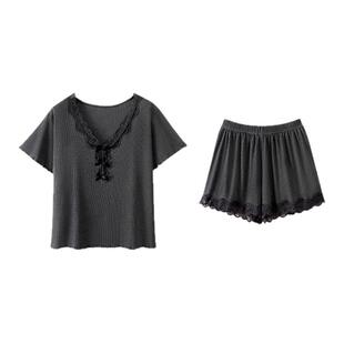 莫代尔冰丝甜美睡衣女夏季2026新款V领短袖短裤带胸垫高级感外穿