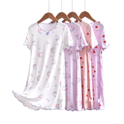 棉巧儿童短袖睡裙莫代尔夏款薄款