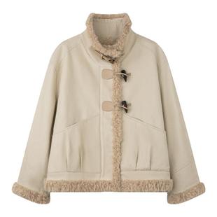 【12/15 零点新品9折】solighter 法式毛毛拼接立领短外套女秋冬