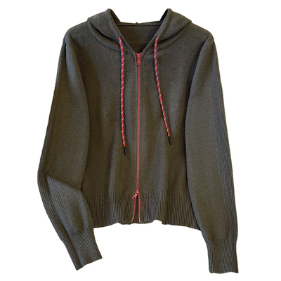 针织连带帽长袖t恤内搭打底衫女