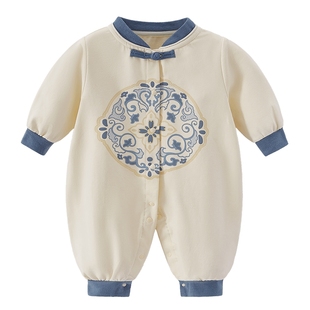 [抗菌]婴儿连体衣冬季男新生儿国风哈衣婴童冬装爬服百天宝宝衣服