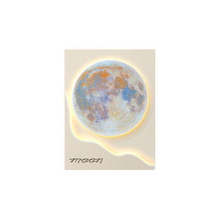 砂岩立体奶油风客厅装饰画月球沙发背景墙挂画玄关灯光画2025新款