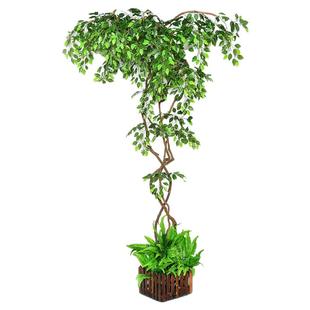 仿真树假树叶室内柱子装饰树藤缠绕管道遮挡藤蔓绿植墙面绿色植物