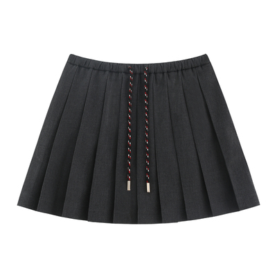 遮胯显瘦抽绳松紧百褶短裙