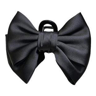 在逃公主气质黑色缎面蝴蝶结抓夹时尚发饰头饰鲨鱼夹大抓夹