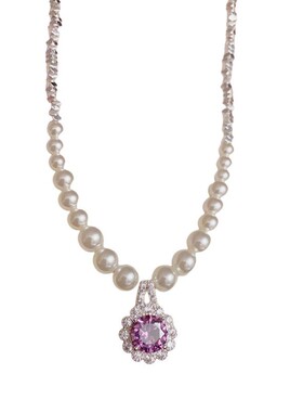 厚银紫方钻碎银串珠项链轻奢