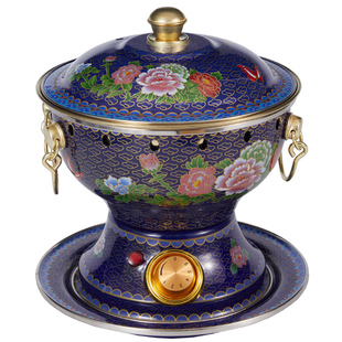 景泰蓝铜火锅单人电火炉小火锅一人一锅紫铜插电铜锅家用加厚纯铜