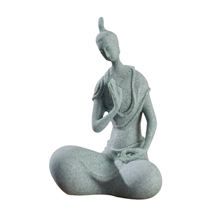 中式禅意青砂石北魏佛像鱼缸造景摆件高级盆景假山微景观装饰茶宠