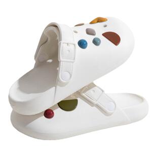 厚底洞洞鞋拖鞋女夏季外穿室内家居增高2024新款踩屎感包头凉拖鞋