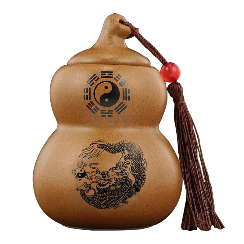 陶土罐避火龙厨房在西北角化解昆仑五色石黄水晶陶瓷葫芦灶台摆件