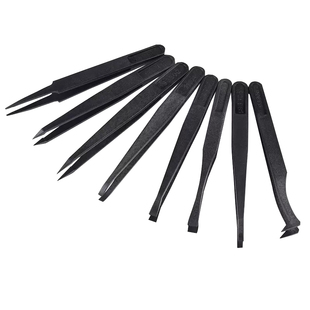 防静电碳纤维合成工具塑料镊子尖头平头弯头圆头宽口扁头夹取元件