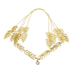 希腊神金色橄榄枝麦穗皇冠汉服眉心坠发冠小众高级感金属头箍女