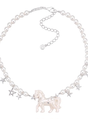 YVMIN尤目 小马群星珍珠项链 原创小众设计个性高级感锁骨链 默叙