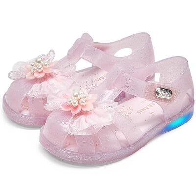 泰兰尼斯闪灯凉鞋公主果冻水晶鞋