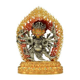 欧斯特白铜全鎏金《马头金刚》室内家用《马头明王》桌面铜像摆件
