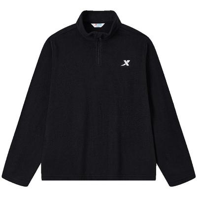 特步童装春秋季款中大童纯色立领儿童上衣男女童加绒保暖套头卫衣