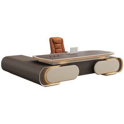 轻奢老板桌大班台高档总裁轻奢高级大气总经理董事长办公桌椅组合