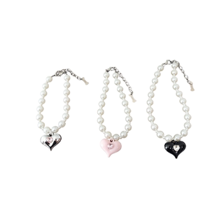 ins宠物猫咪狗狗珍珠项链公主风甜美爱心水钻项圈脖圈配饰装饰品