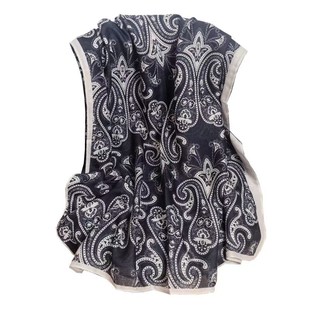 2025春秋腰果花新款百搭围巾女冬柔和棉麻手感长巾棕色时尚披肩潮